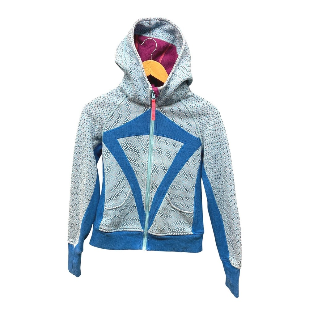 Ivivva Athletica Lululemon Hoodie Girls 14 Blue Full Zip Athletic Sweatshirt
